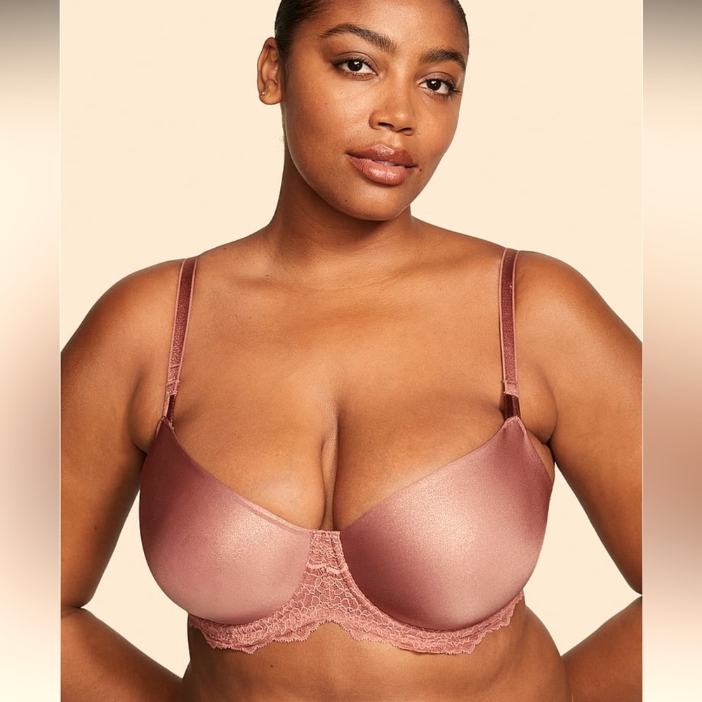 NWT Victoria’s Secret Dream Angels shimmery mauve unlined push-up bra size 38DD